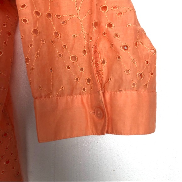 CHICO’S You EYELET BUTTON DOWN SHIRT 3/4 SLEEVE O - Picture 3 of 8